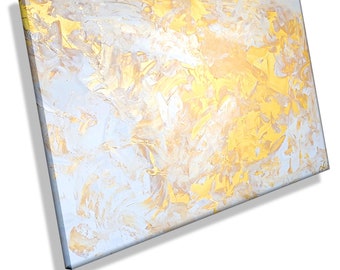 Gemälde auf Leinwand UNIKAT Original v. Künstler moderne abstrakte Malerei Acrylbild Wandbild Kunst handgemalt Bilder Weiß Gold Struktur