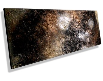 UNIKAT 120 x 40 cm  Atelier MK1 Art Original vom Künstler moderne abstrakte Malerei Gemälde auf Leinwand Acrylbild Wandbild Kunst Braun Gold