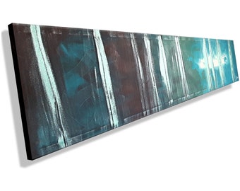 UNIKAT 170 x 50 cm Original vom Künstler Acrylbild auf Leinwand moderne abstrakte Malerei Atelier MK1 Art Kunst Struktur Vintage Weiß Bronze