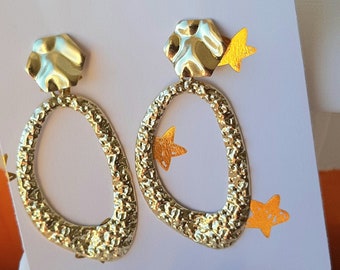 Golden irregular earrings