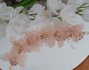 Bridal hair wreath hair accessories pink