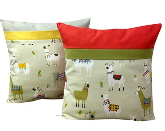 Pillow pillowcase llamas with name embroidery