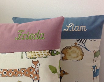 Pillow forest animals with name embroidery