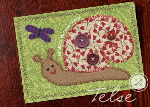 Postkarte Viel Gluck Im Neuen Heim Schnecke Etsy