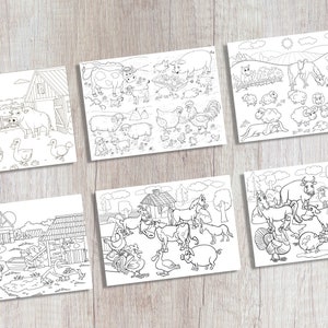 Tovagliette | Tovagliette - modello da colorare "Farm Set for Coloring" in carta - 44 x 32 cm - 12 pezzi con cartella portaoggetti di alta qualità