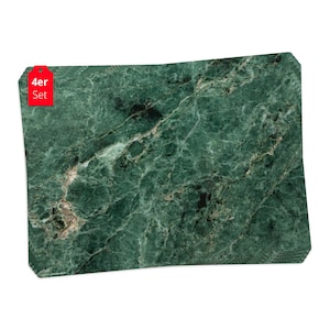 Placemats I Washable placemats - Green marble natural - made of premium vinyl - 4 pieces - 44 x 32 cm - Table decoration - Made in Germany