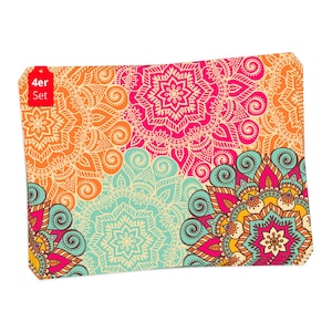 4 Placemats I Placemats - Colorful Mandalas - made of premium vinyl - table decoration