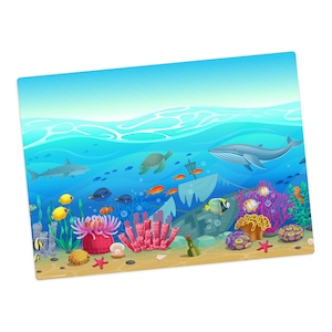 Tischset I Platzset abwaschbar - Illustrierte Unterwasserwelt - aus Premium Vinyl - 44 x 32 cm - rutschfest für Kinder - Made in Germany