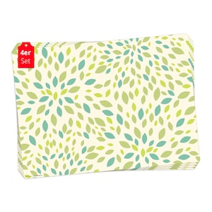 Placemats I Washable placemats - Green leaves - made of premium vinyl - 4 pieces - 44 x 32 cm - Table decoration - Made in Germany
