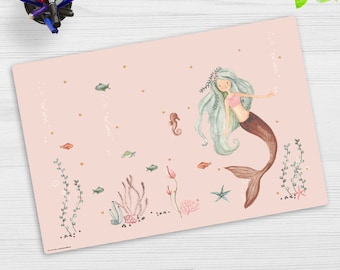 Schreibtischunterlage abwaschbar - Meerjungfrau in pink - Mermaid - aus premium Vinyl - Hergestellt in Deutschland - in 60x40 cm