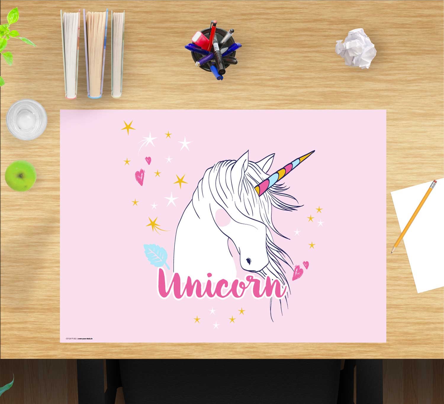 60 cm Desk Underlay/Underlay-Unicorn & Hearts 40 cm-Soft Touc 