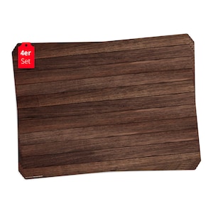 4 placemats I washable placemats - brown wood look - made of premium vinyl - 44 x 32 cm - table decoration - Made in Germany