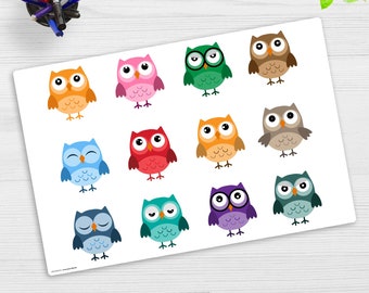 Desk pad washable - Colorful owls - made of premium vinyl - Made in Germany - in 60x40, 70 x 50 cm