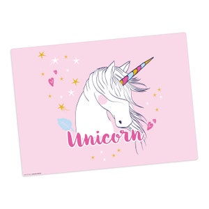 Mantel individual I Mantel individual lavable - Unicornio - fabricado en vinilo de primera calidad - Sin BPA - 44 x 32 cm - antideslizante - para niños - Fabricado en Alemania