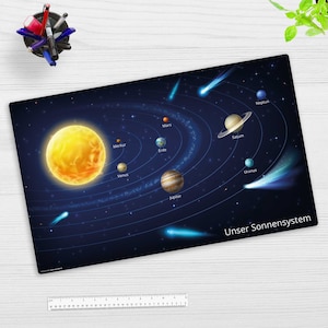 Desk pad washable - our solar system - made of premium vinyl - made in Germany - in 65x40, 100 x 50 cm