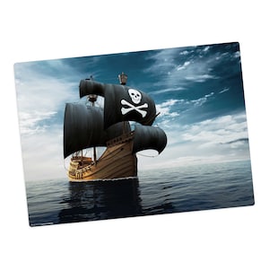 Mantel Individual I Manteles Individuales Lavables - Barco Pirata - Fabricados en Vinilo Premium - Sin BPA - 44 x 32 cm - Antideslizantes - Para Niños - Fabricados en Alemania