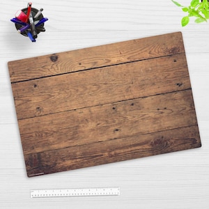 Schreibtischunterlage abwaschbar - Holzoptik braun - aus premium Vinyl - Hergestellt in Deutschland - in 60x40, 70x50 cm