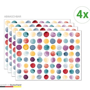 Placemats I Washable placemats - Colorful dots pattern - 4 pieces - 40 x 30 cm - non-slip table decoration made of vinyl - Made in Germany