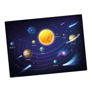 Tischset I Platzset abwaschbar - Unser Sonnensystem II - Premium Vinyl - 44 x 32 cm - rutschfest für Kinder - Made in Germany