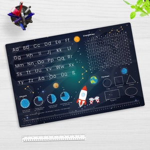 Sottomano Da Scrivania Lavabile Per Bambini - Mappa Del Mondo Rosa Con Animali 60x40 Cm - Made In Germany