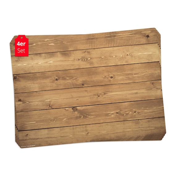 Tischsets I Platzsets abwaschbar - Holz - 4 Stück - 44 x 32 cm - rutschfeste Tischdekoration Made in Germany