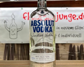 Lantern made from an old bottle - Standjunge Absolut Standard Vodka - special unique piece with wooden base