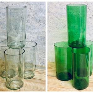 Glasses made from old wine bottles - simple and beautiful sets - unique pieces made from bottle bottoms