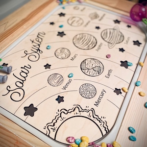 FLISAT Solar System Sorting Inserts - Insert Only - Wooden Insert - IKEA - Sensory Bin Insert - Large Insert for kids