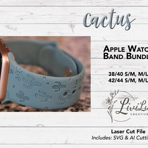 Cactus Watch Band Design SVG AI Bundle: Laser Engrave File