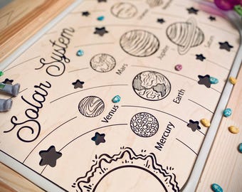 Solar System Sorter Wooden Insert for FLISAT Sensory Bin