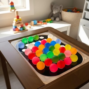 Sensory Insert for FLISAT Table, Acrylic Ping Pong Bin Compatible shown in a professional product listing photo