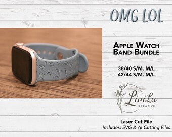 OMG Watch Band Design SVG & AI Bundle, Silicone Band, Laser Engrave, Laugh Out Loud Watch Band for Glowforge