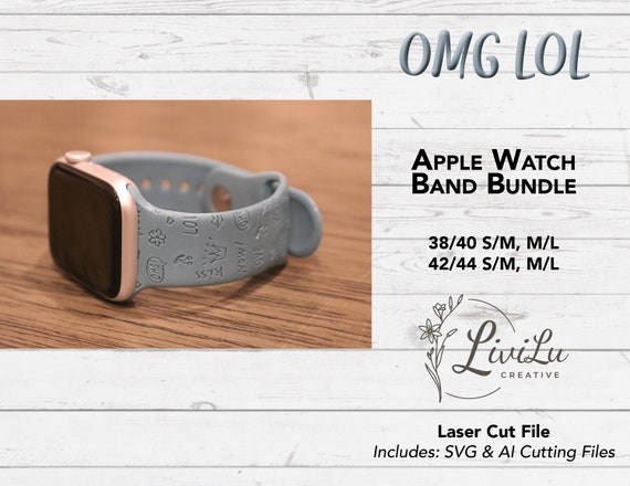 OMG Watch Band Design SVG & AI Bundle, Silicone Band, Laser Engrave, Laugh Out Loud Watch Band for Glowforge