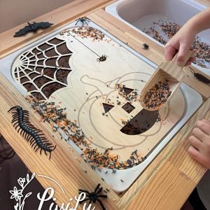 Halloween-Sinnes-Sortierspiel: Kürbis & Spinnennetz für den Flisat-Tisch