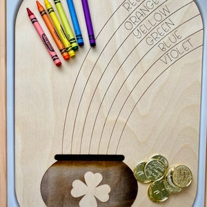 FLISAT Table St Patricks Day Rainbow Bin Inserts - Insert & Crayons Only - Wooden Insert - IKEA - Sensory Bin Insert - Large Insert for kids