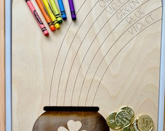 FLISAT Table St Patricks Day Rainbow Bin Inserts - Insert & Crayons Only - Wooden Insert - IKEA - Sensory Bin Insert - Large Insert for kids