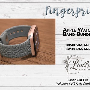 Fingerprint Watch Band Design SVG & AI Bundle, Silicone Band, Laser Engrave, Mens Pattern Watch Band for Glowforge
