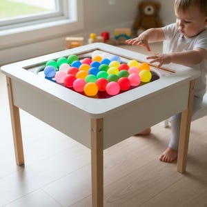 Sensory Insert for FLISAT Table, Acrylic Ping Pong Bin Compatible shown in a professional product listing photo