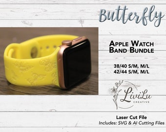 Butterfly Watch Band Design SVG & AI Bundle, Silicone Band, Laser Engrave, Animal Watch Band for Glowforge