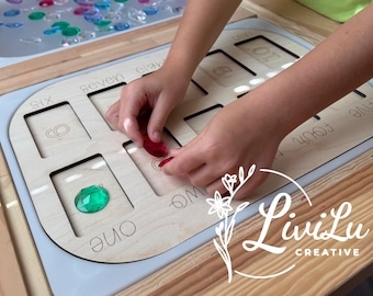 Wooden Counting Insert for Montessori Sensory Bin, FLISAT Table Compatible
