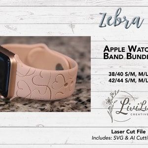 Herzen Uhrenarmband Design SVG & AI Bundle, Silikonband, Laser Gravur, Love Uhrenarmband für Glowforge