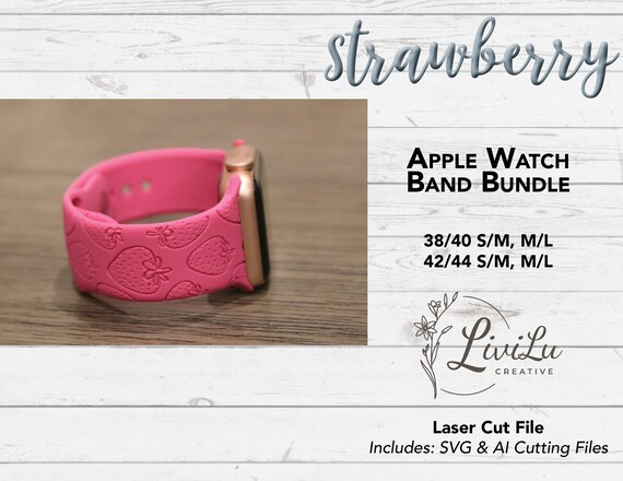Strawberry Watch Band Design SVG AI Bundle: Laser Engrave File