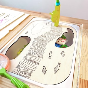 FLISAT Fishing Pond Inserts - Insert Only - Wooden Insert - IKEA - Sensory Bin Insert - Large Insert for kids - Trofast