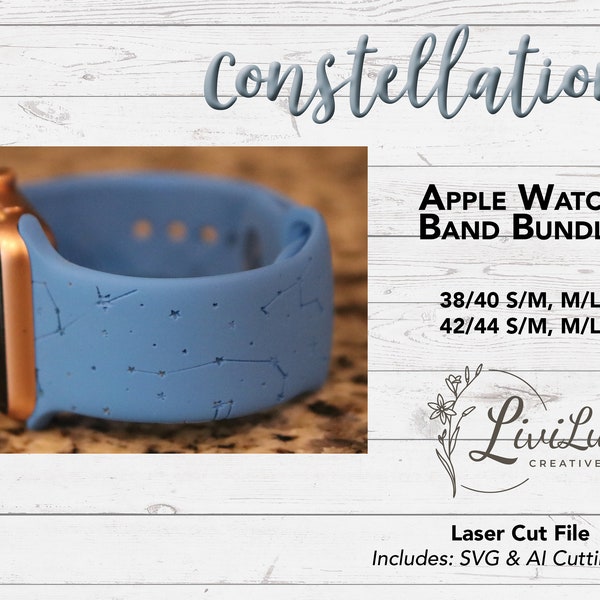 Constellations Watch Band Design SVG & AI Bundle, Silicone Band, Laser Engrave, Stars Watch Band for Glowforge