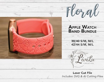 Floral Watch Band Design SVG & AI Files for Laser Engraving