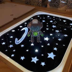 FLISAT Table Galaxy Sorter Bin Insert - Insert Only - No Lights Included - Black Acrylic Insert IKEA - Sensory Bin Insert