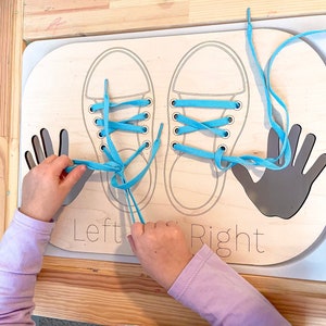 FLISAT Left Right Tie a Shoe Inserts - Insert Only - Wooden Insert - IKEA - Sensory Bin Insert - Large Insert for kids - Trofast