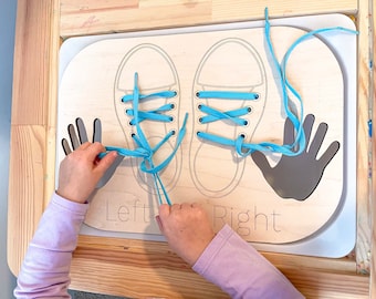 Tie a Shoe Wooden Insert: FLISAT/Trofast Sensory Bin