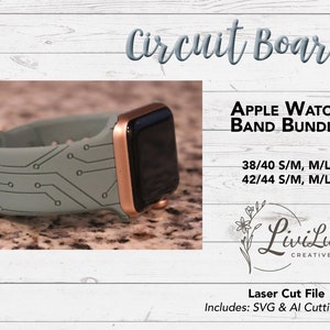 Circuit Board Watch Band Design SVG & AI Bundle, Silicone Band, Laser Engrave, Mens Watch Band for Glowforge