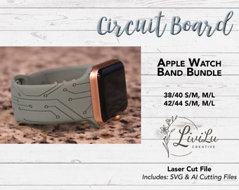 Circuit Board Watch Band Design SVG AI Bundle: Laser Engrave File